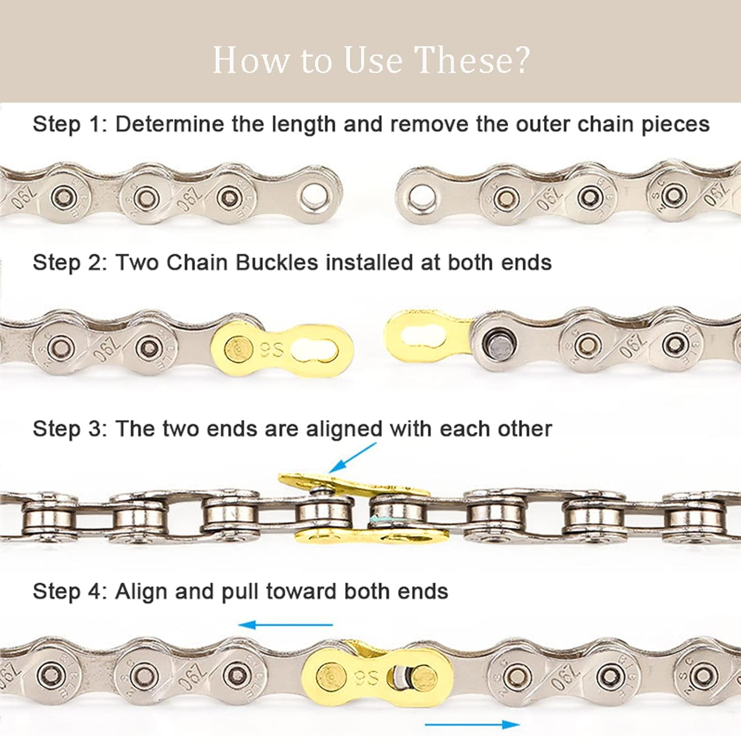 8 Pairs Bicycle Missing Link, 6/7/8/9/10/11/12 Speed Bike Chain Connector Lock S