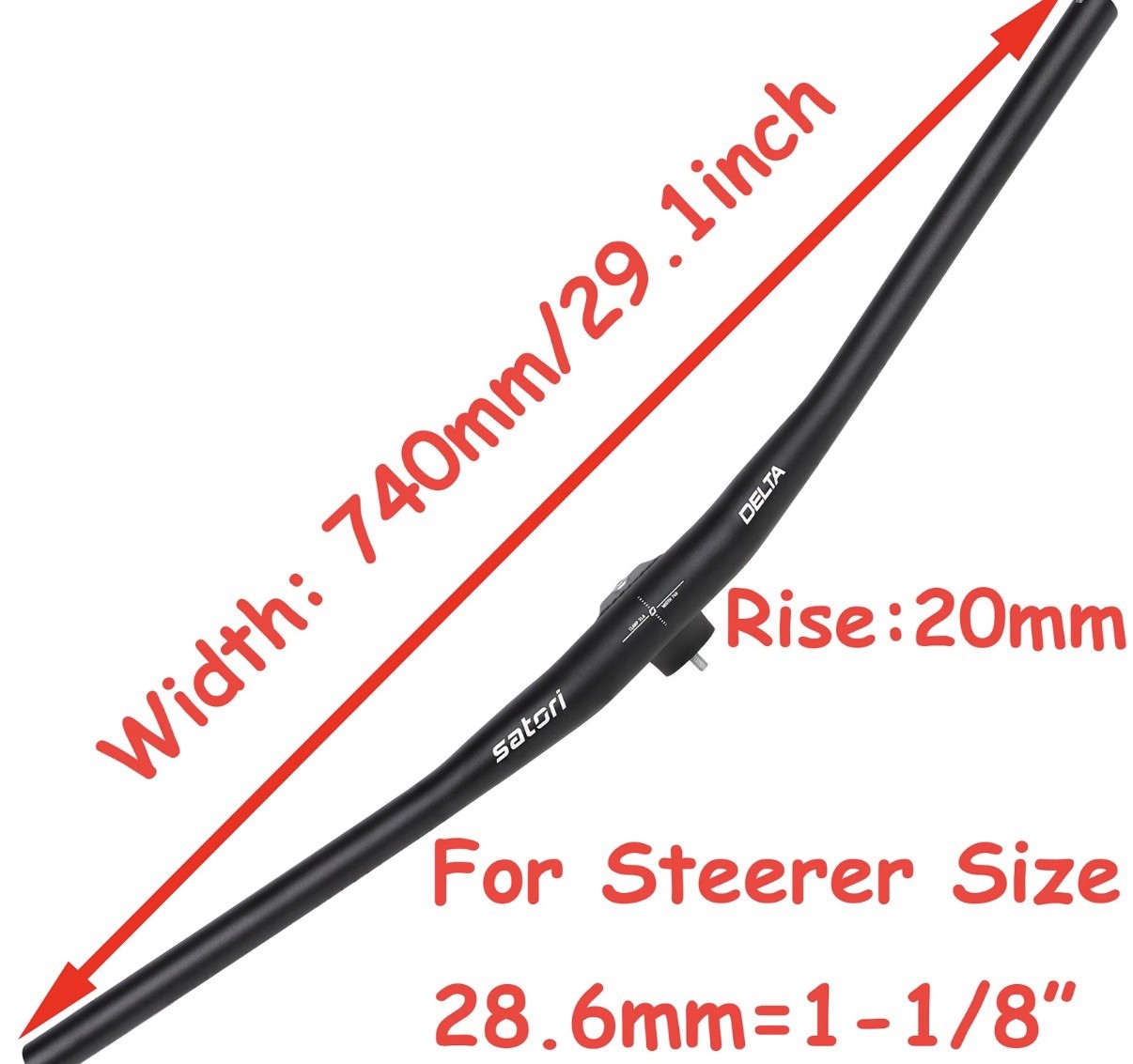 NEW SATORI DELTA 740mm Bicycle Handlebar 31.8mm Clamp 20mm Rise Black Bike