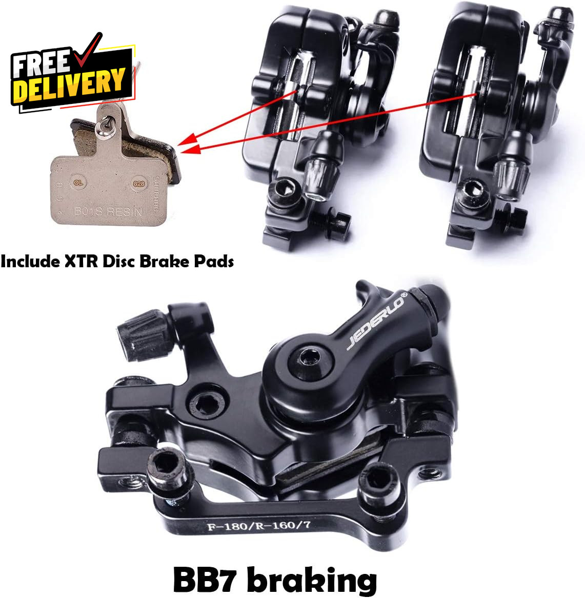 Bike Disc Brake Kit Including Front and Rear Caliper 160Mm Rotor Mechanic Tool..