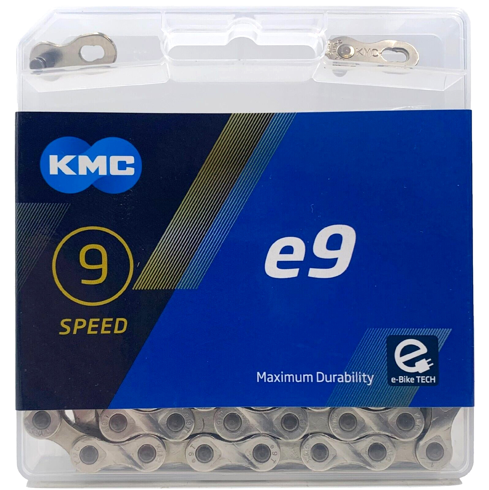 KMC e9 9 Speed Silver Bike Chain e-Bike Ready 136L extra long strong chain