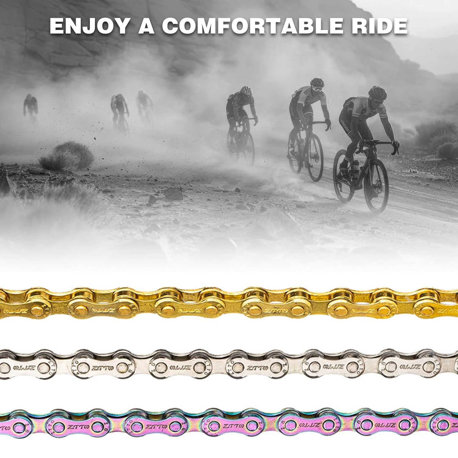 6/7/8 Speed Bike Chain, Bicycle Chain 1/2 X 3/32 Inch, 8-Speed Alloy Steel
