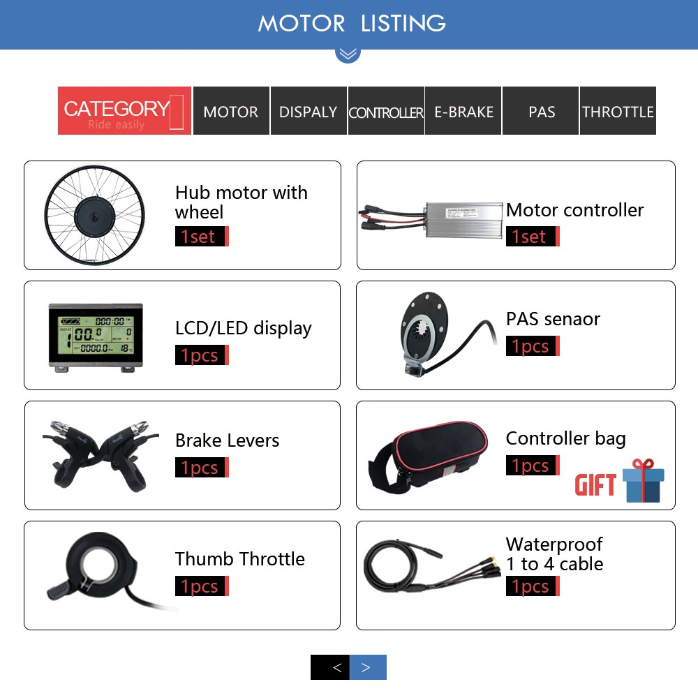 Electric Bicycle Conversion Kit 48V 1000W Rear Rotate Hub Motor Wheel