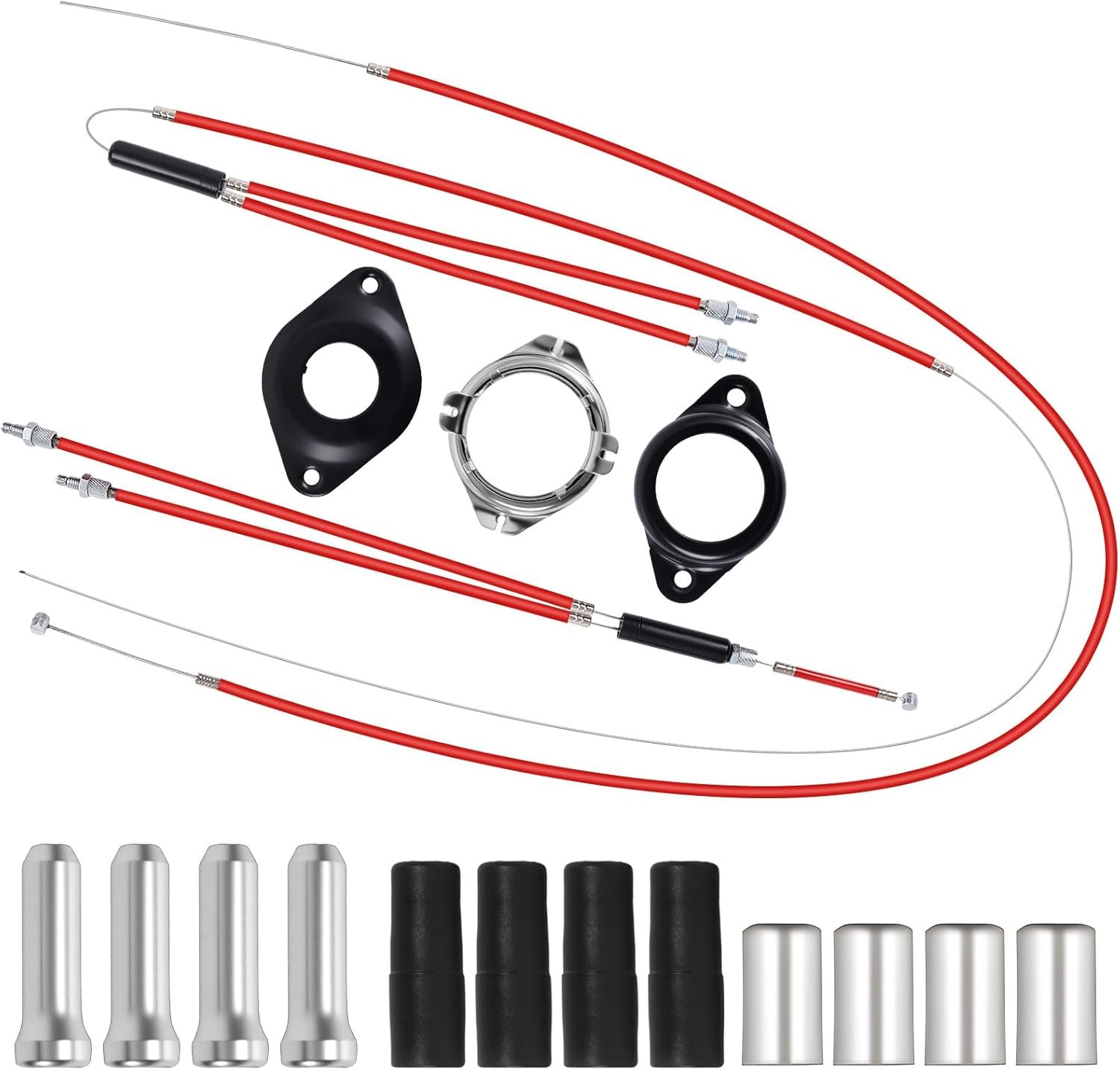 Premium BMX Bike Gyro Brake Cables Front + Rear (Upper + Lower)With Spinner Roto