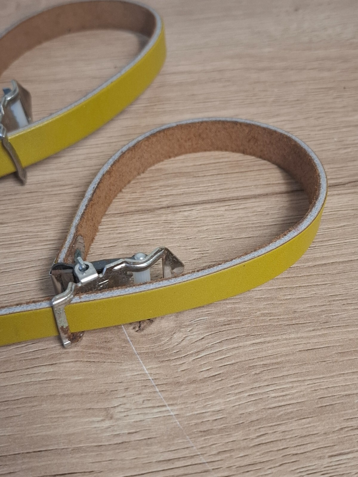 Retro Bicycle Parts NOS Leather Pedal Straps – Yellow, 36cm x 1cm