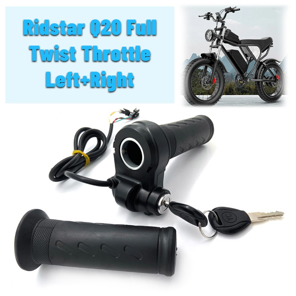 Ebike Full Twist Throttle Grip with 2 Keys Compatible Fit for Ridstar Q20 E-Bike