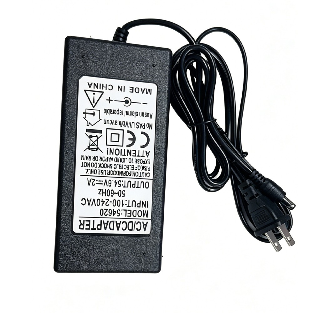 54.6V 2A Adapter Charger 48V Lithium Battery with 5.5mm*2.1mm DC Plug Port 108W.