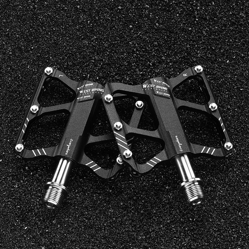 WEST BIKING Ultralight Titanium Bicycle Pedals Road Bike Flat Pedals 3 Bearings
