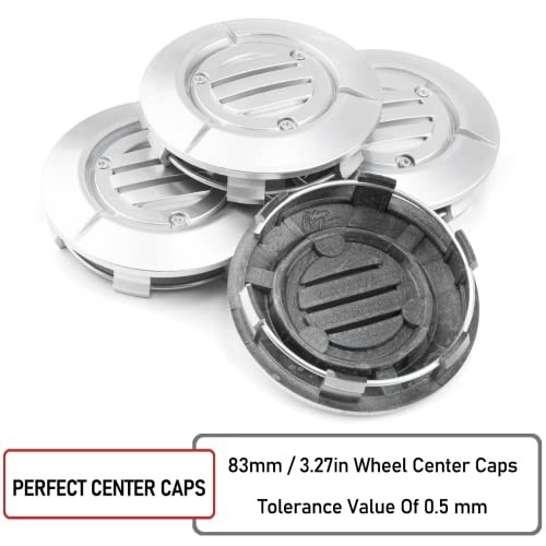 RTrhinoTuning 4PCS 3.25in Wheel Center OD: 83mm/3.27in, ID: 76mm/2.99in Silver
