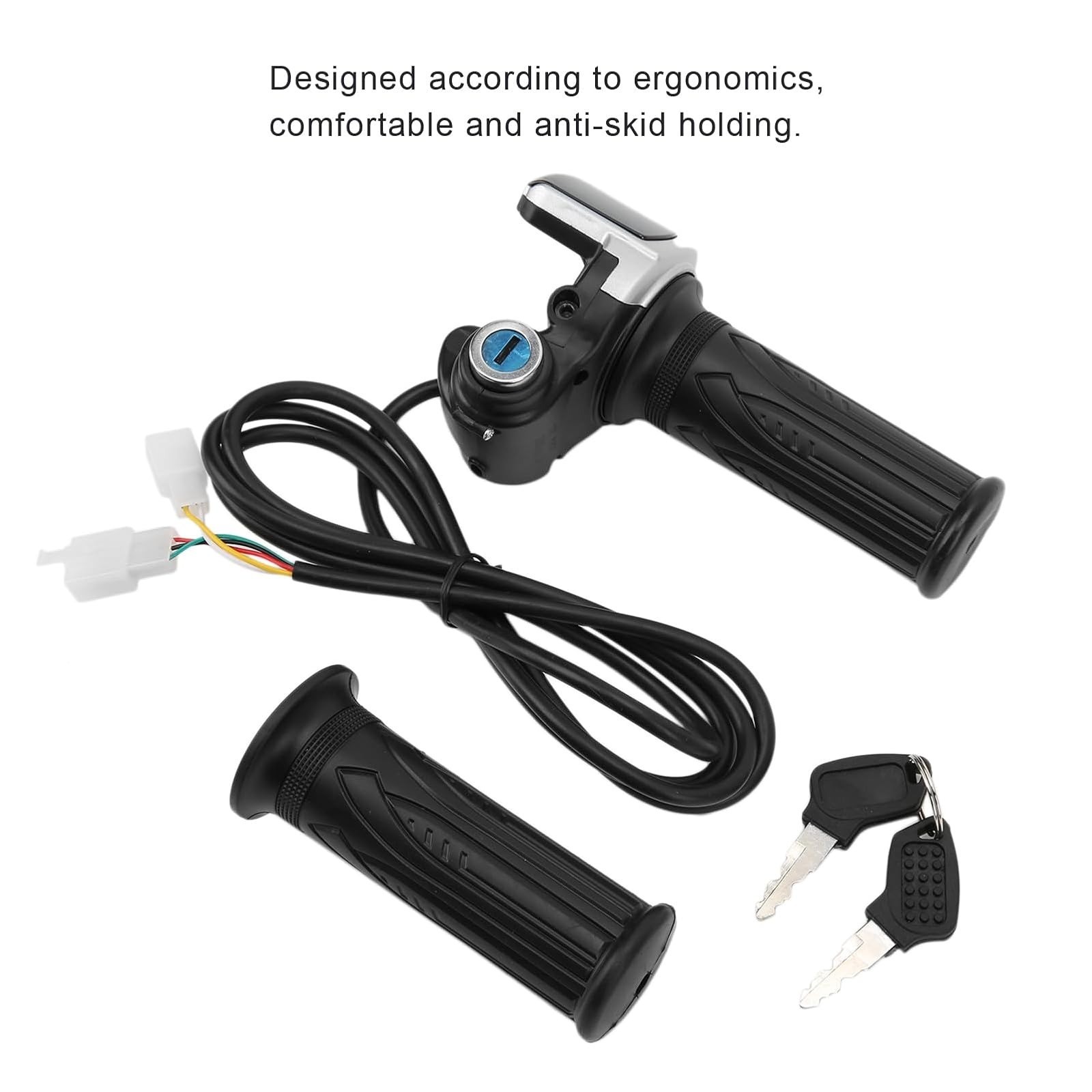 48V Twist Throttle for Electric Bikes with LED Display & Key Lock