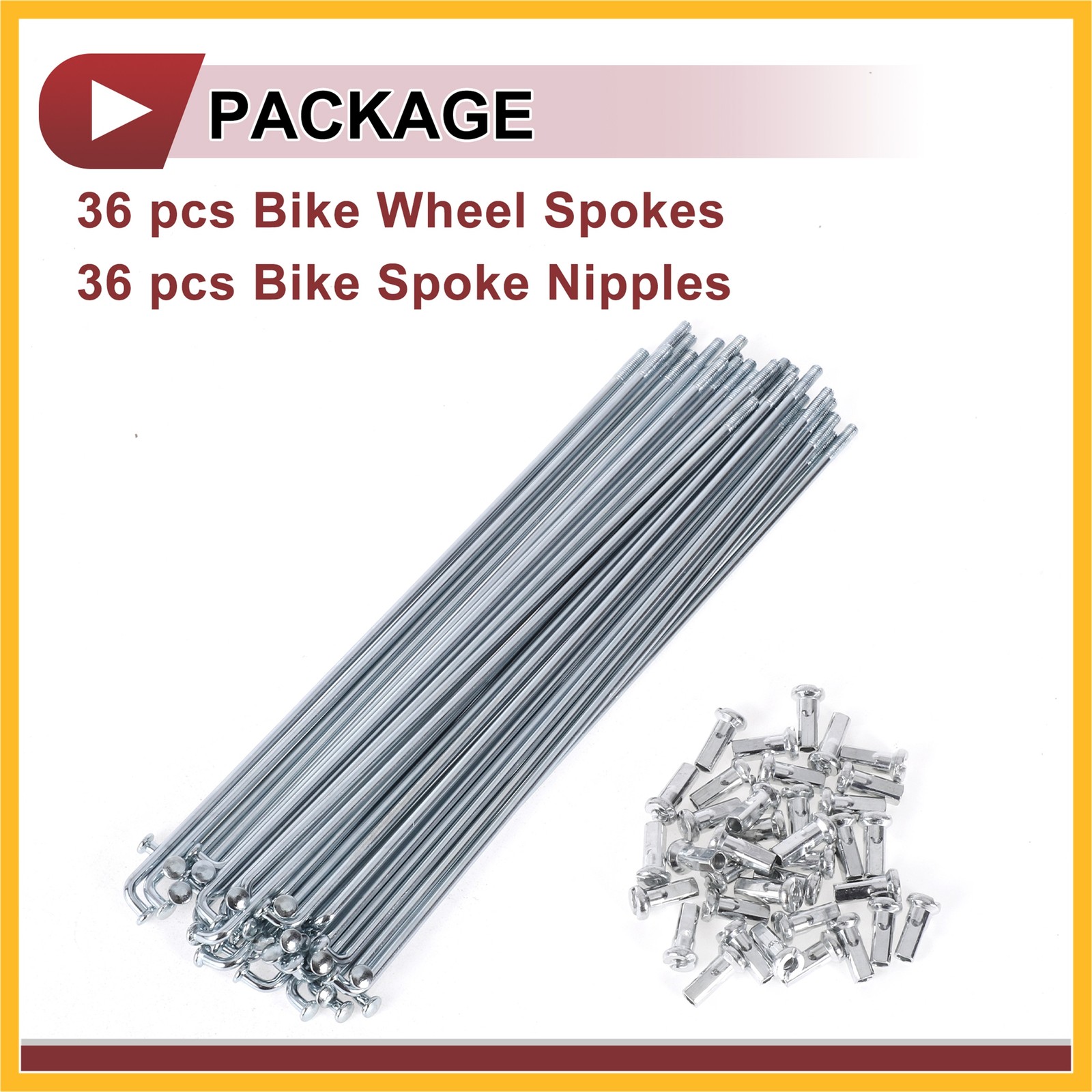 36 Set 12G Bicycle Spokes 160mm Bike Wheel Spoke 45 Steel Galvanized