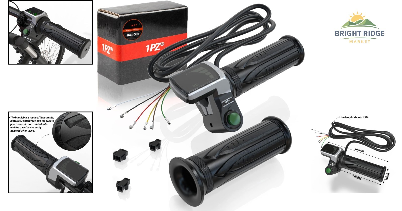 36V Throttle Grip with Waterproof LCD Display for Electric Bike or Scooter