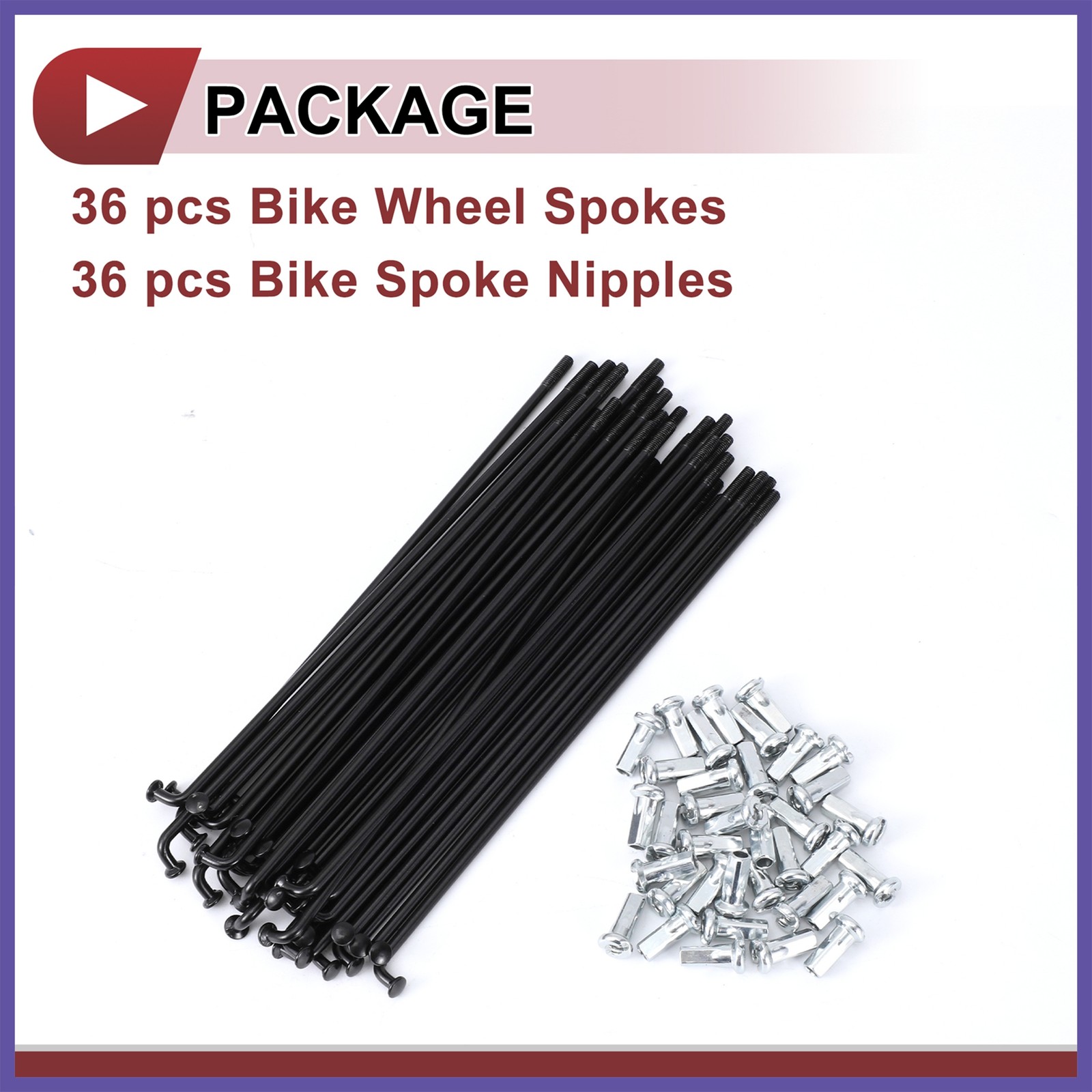 36 Set 12G Bicycle Spokes 133mm Bike Wheel Spokes 45 Steel Black