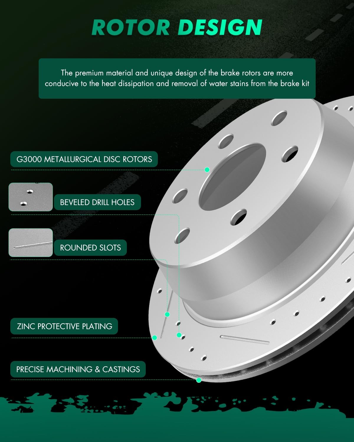 Scitoo Brake Rotors Kits -2 Rear Drilled Slotted Brake Rotors For Chevy