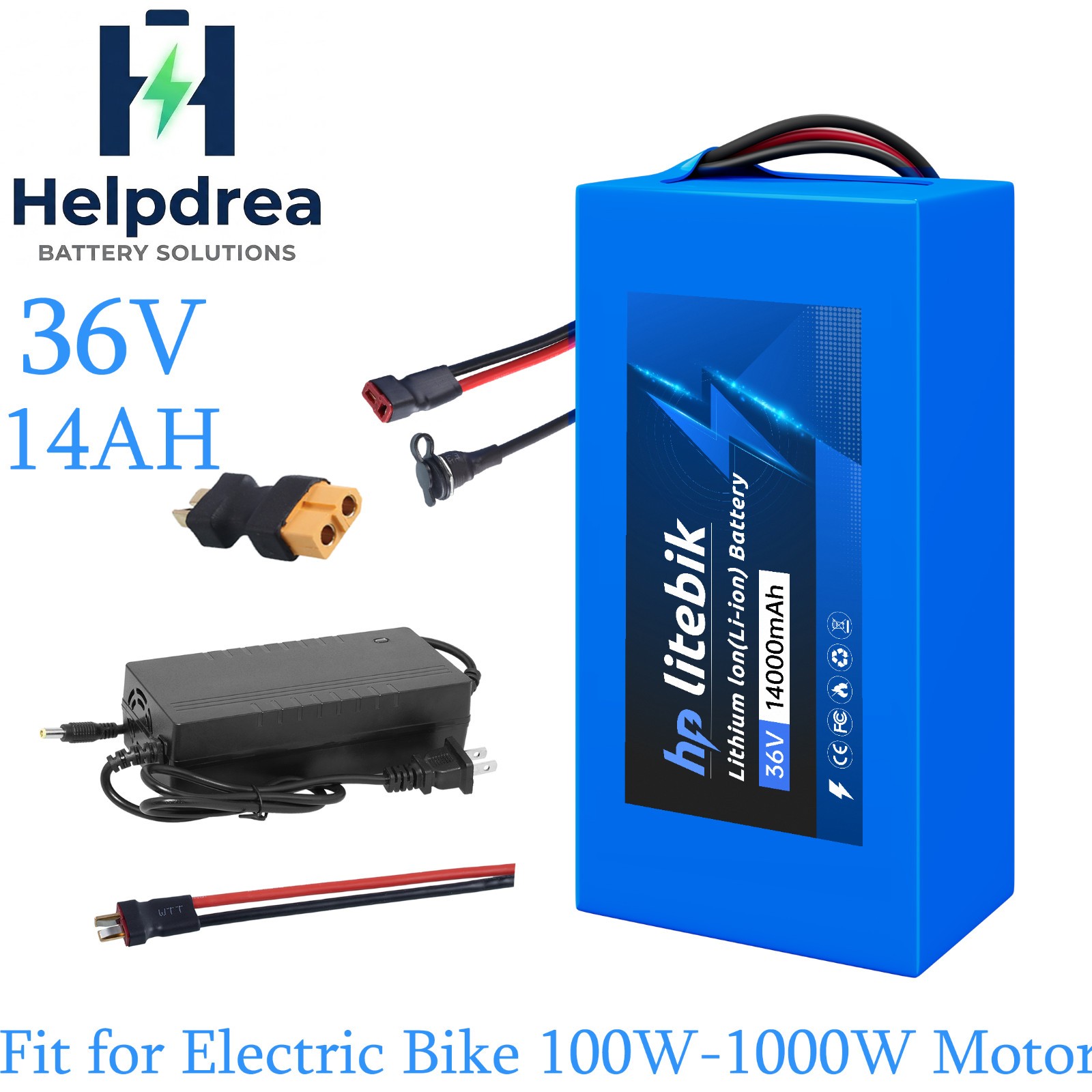 36V eBike Lithium Battery 36V 14Ah For Electric Bicycle 100W-1000W Motor 30A BMS