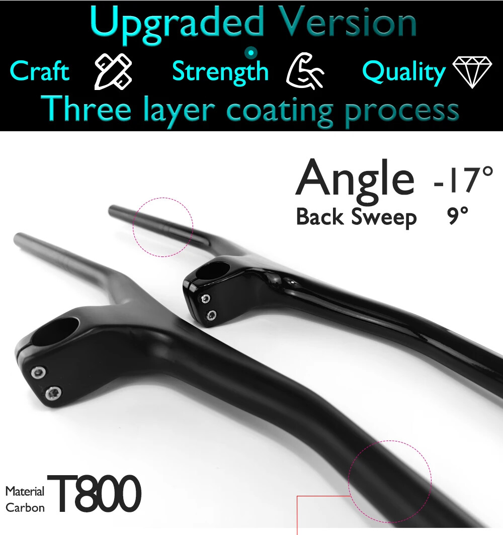 Carbon Fiber MTB Bikle Integrated Handlebar with Stem Riser -17 Degree 70*740mm