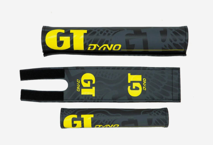 GT Wing Dyno Black Yellow Padset Old School BMX Pads 3 Piece 1989 Reissue Design