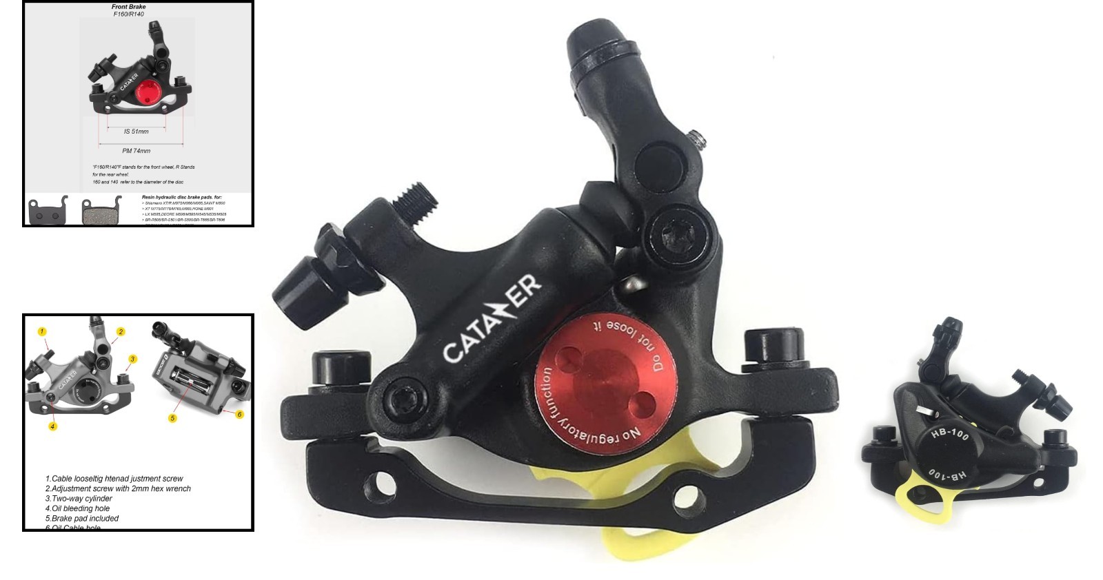 HB-100 Cable Actuated Hydraulic Disc Brake Caliper – Universal Fit for MTB, R…