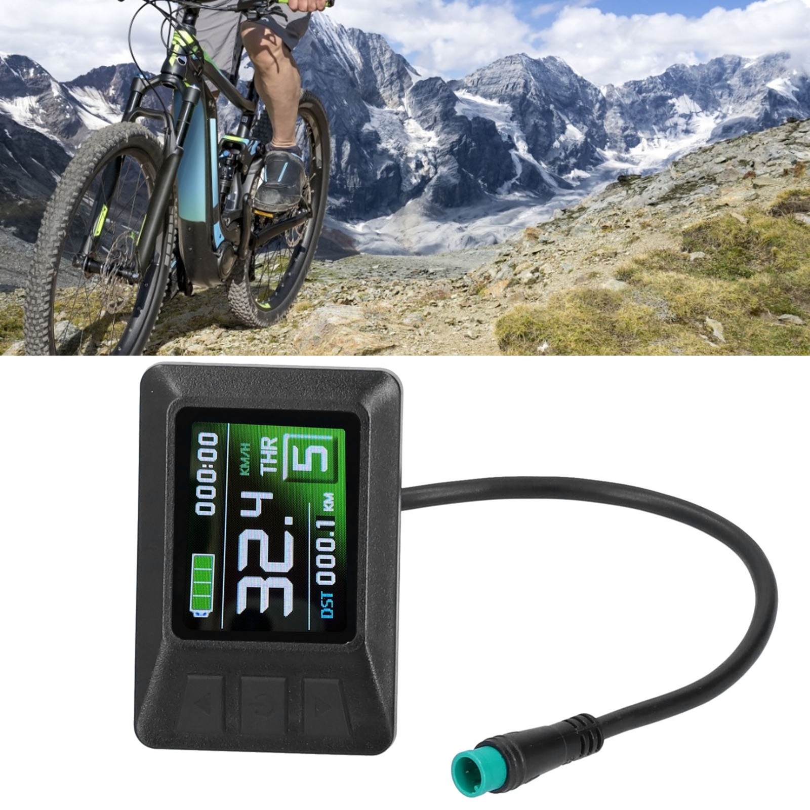 24V/36V/48V LCD7C Color Screen Instrument Electric Bicycle Battery Display With