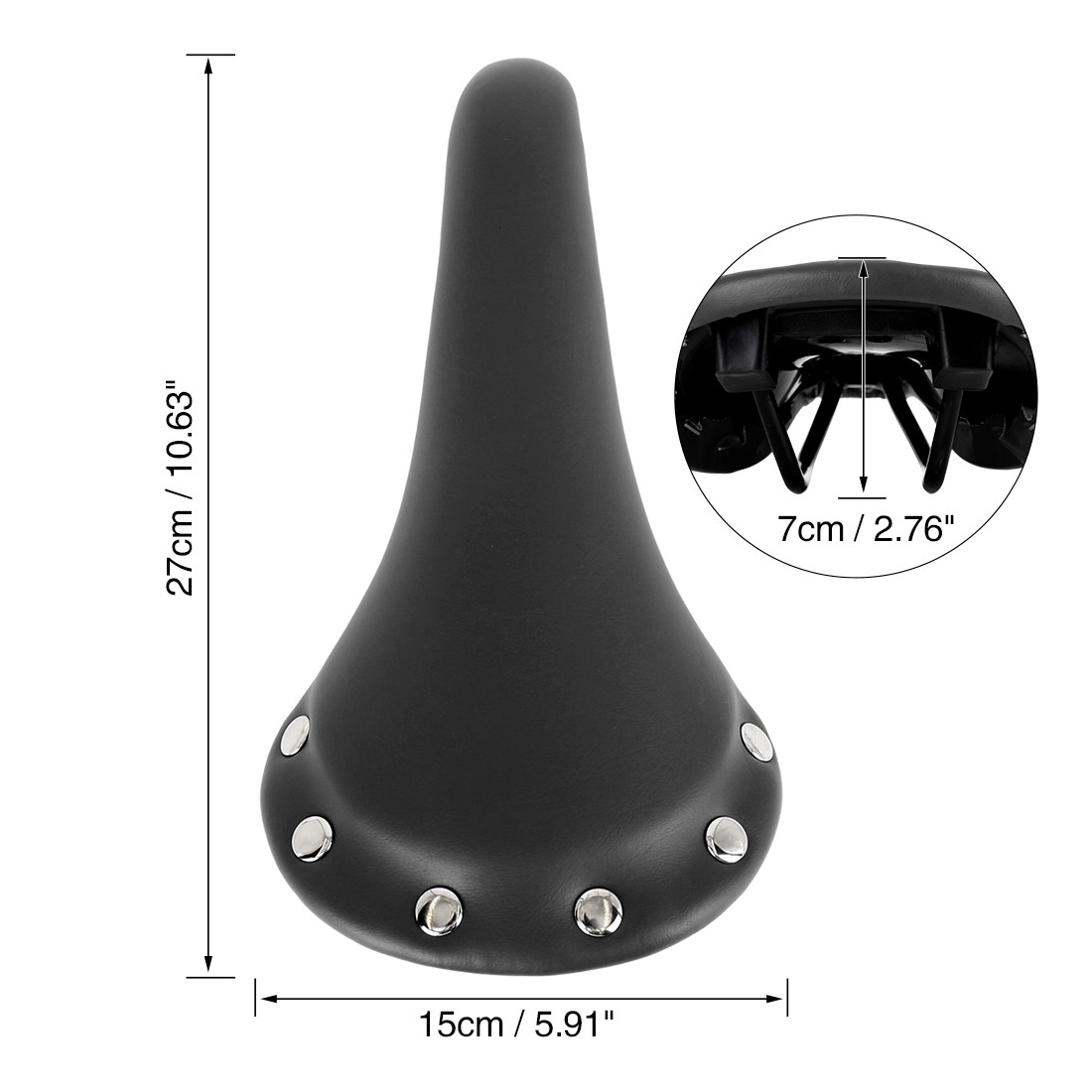 27x15x7cm bicycle saddle black PU leather short seat with rivets
