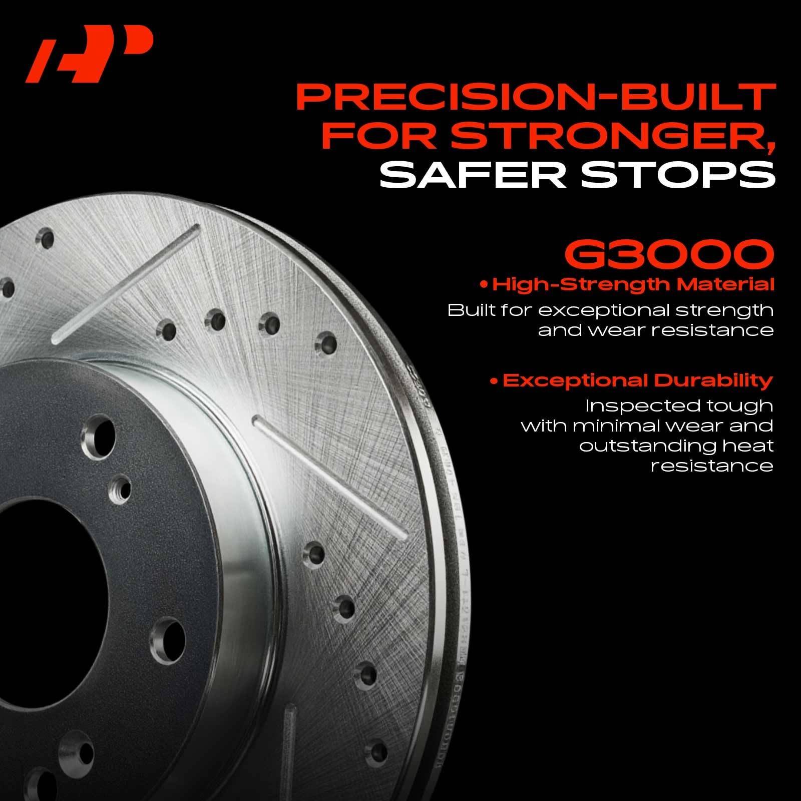 A-Premium 12.01 Inch 305Mm Front Drilled And Slotted Disc Brake Rotors