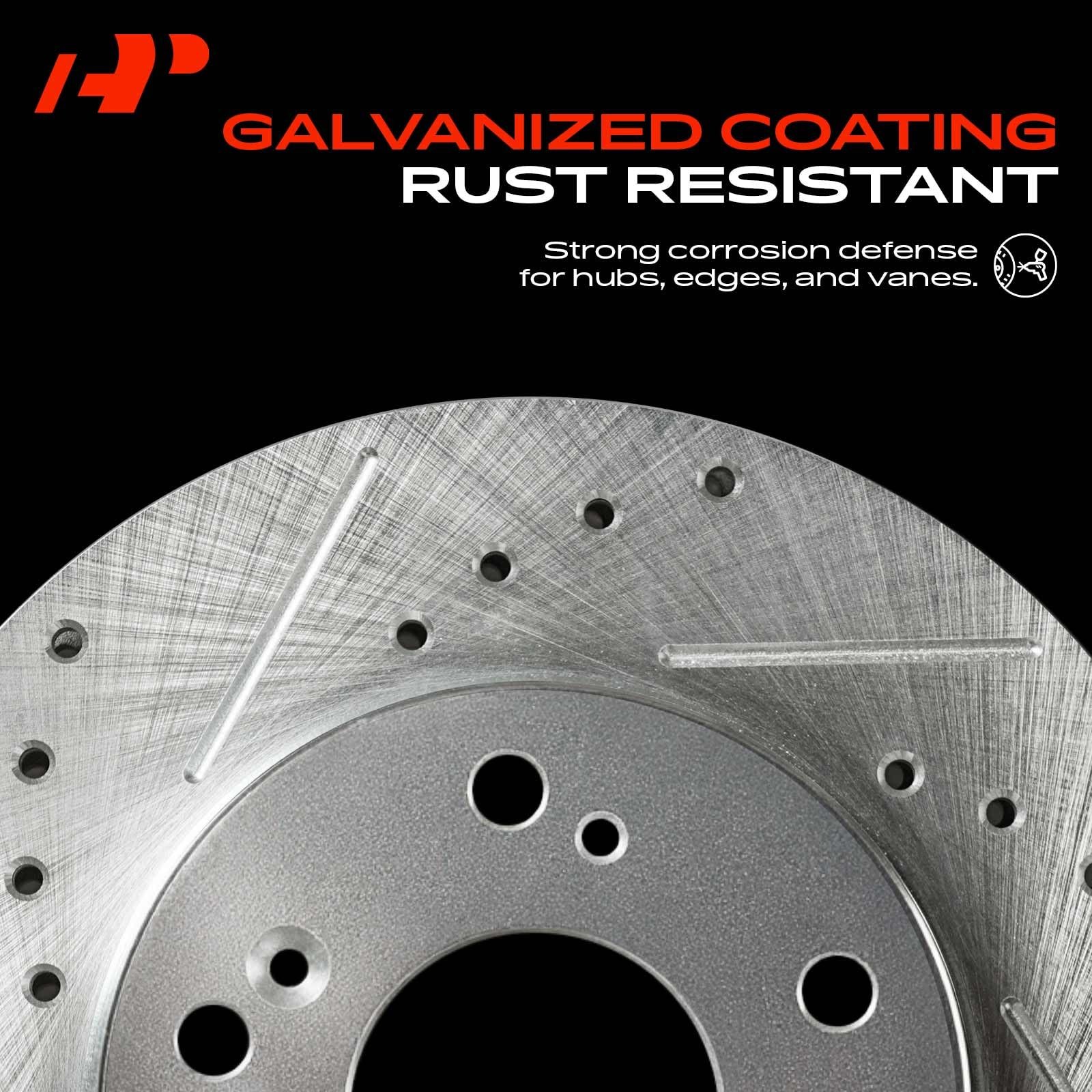 A-Premium 12.01 Inch 305Mm Front Drilled And Slotted Disc Brake Rotors