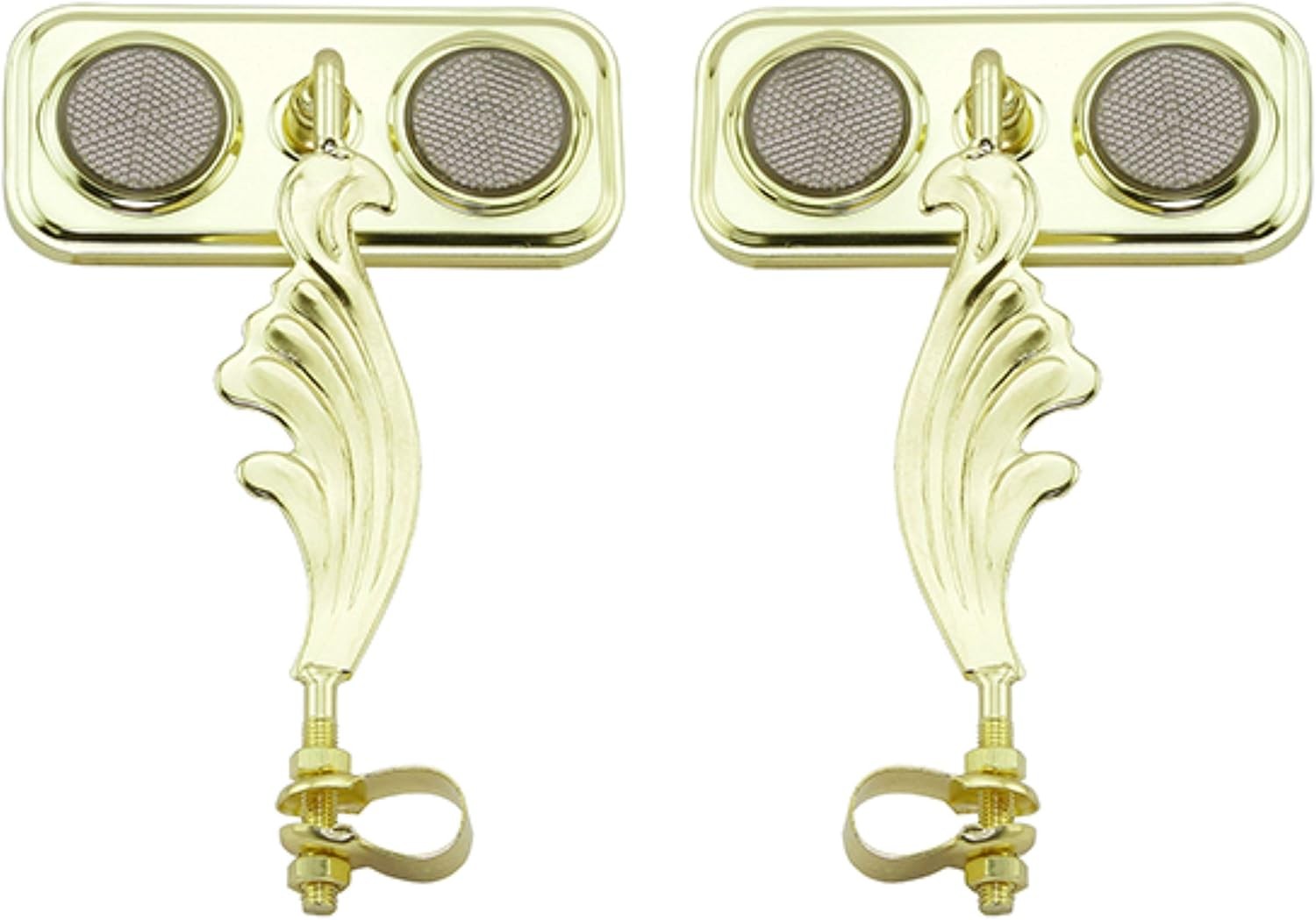 Bike Rectangle Wing Mirror Gold Right & Left Black Reflectors.