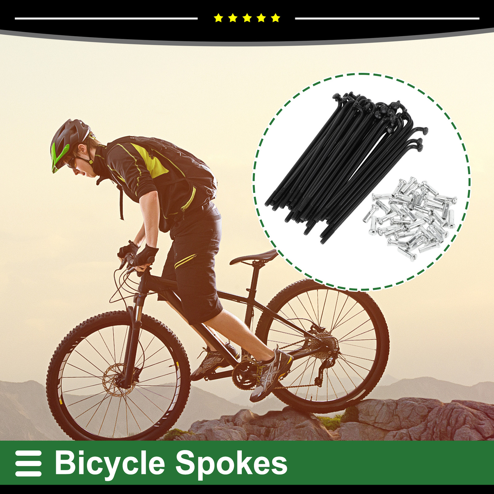 Universal Piece of 1 14G 76mm Length Bicycle Spokes Nipple Carbon