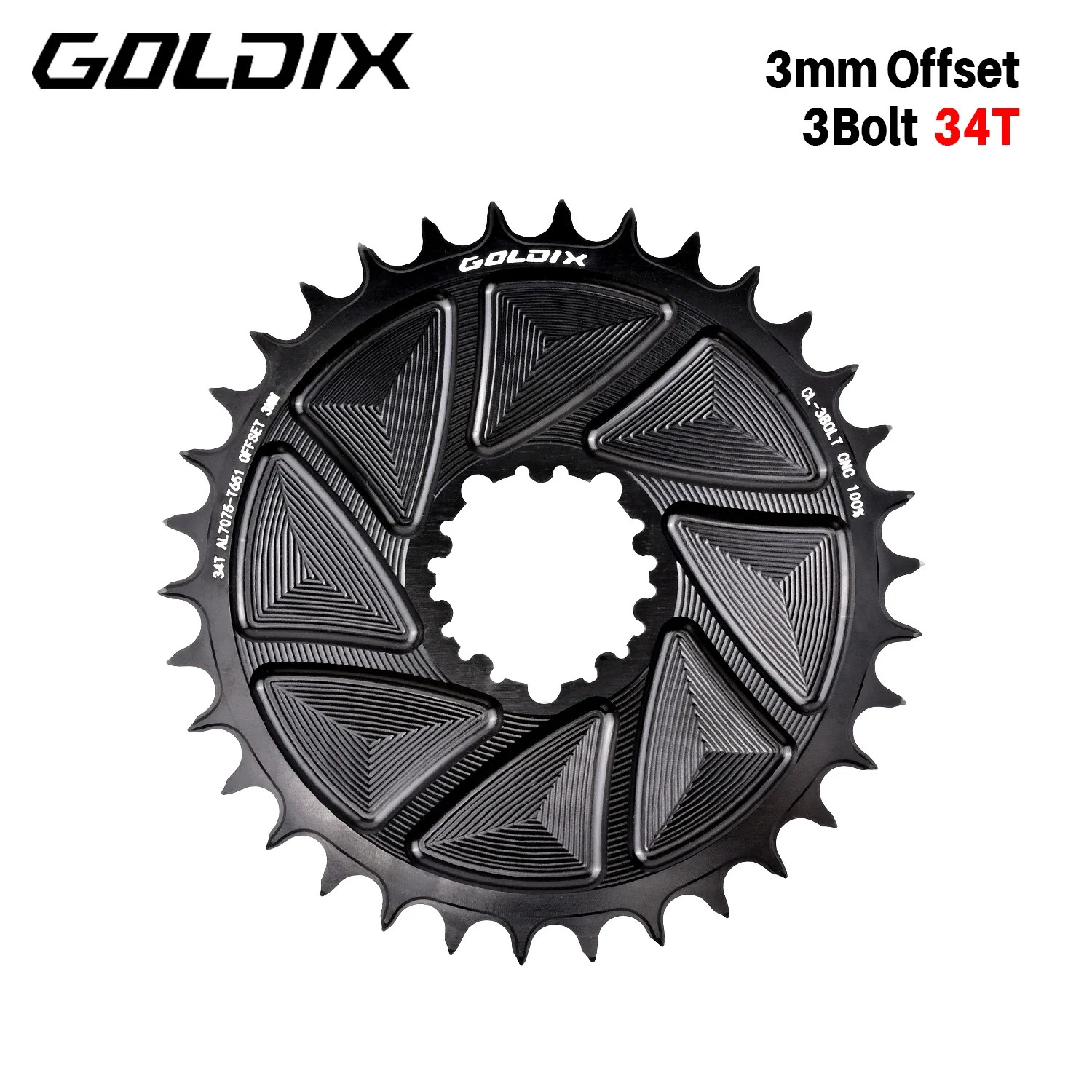 3mm Offset 3-Bolt AERO Wide Narrow Teeth Chainring for MTB Road Bicycle Crankset