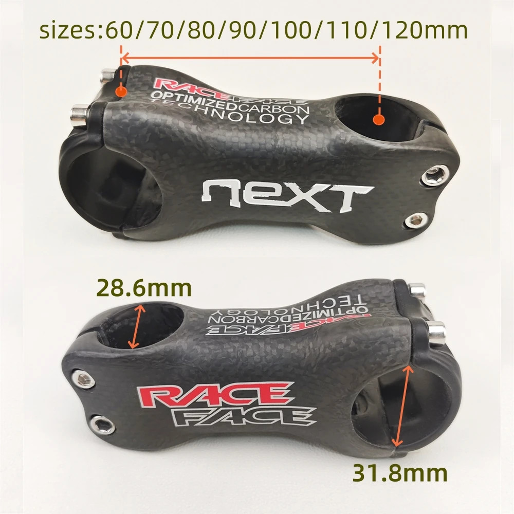 3K Carbon Fiber Stem 6/17 Degrees 31.8 * 60-120mm Mountain Road Bike Stem
