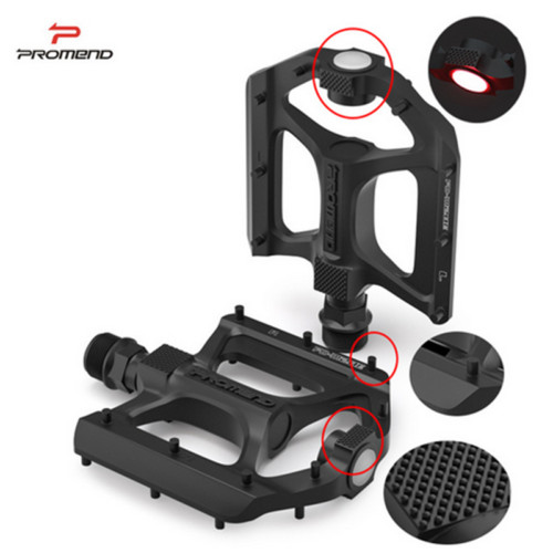 PROMEND LED Warn Light Bicycle Pedals Widen Road MTB Bike Pedals DU Bearing 9/16