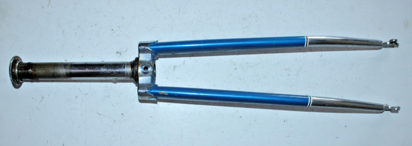 Vintage Rigid Touring Road Bike Fork 700c 1″ Threaded 175mm Blue Steel Commuter~