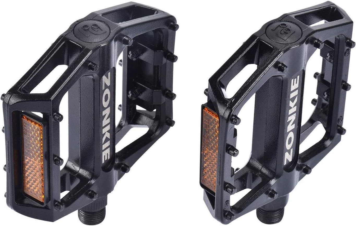Sealed DU Bearing Bicycle Pedals in Black – Aluminum Alloy, Reflective Safety