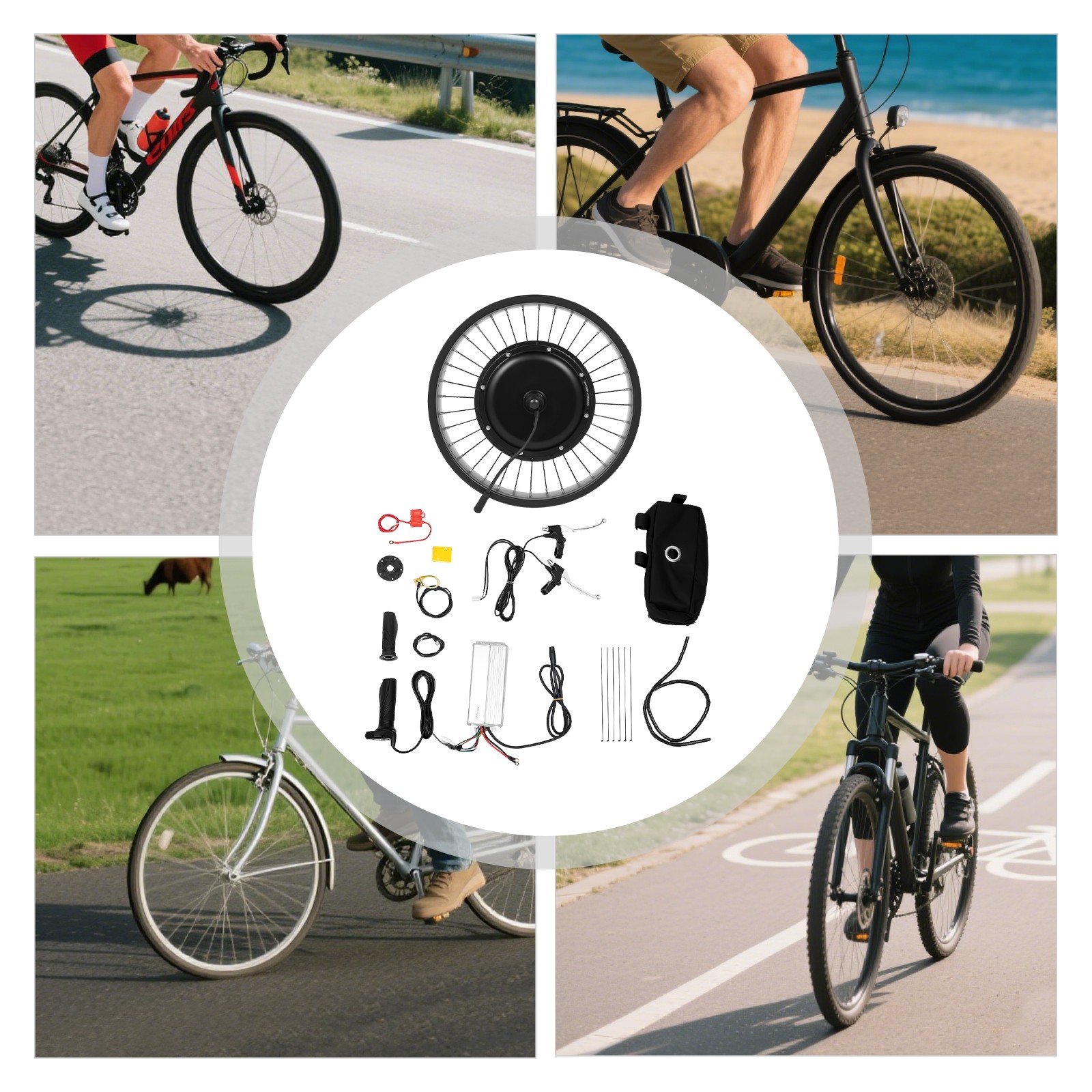 Electric Bicycle EBike Conversion Kit E-Bike Front Wheel Frame Kit 500 rpm