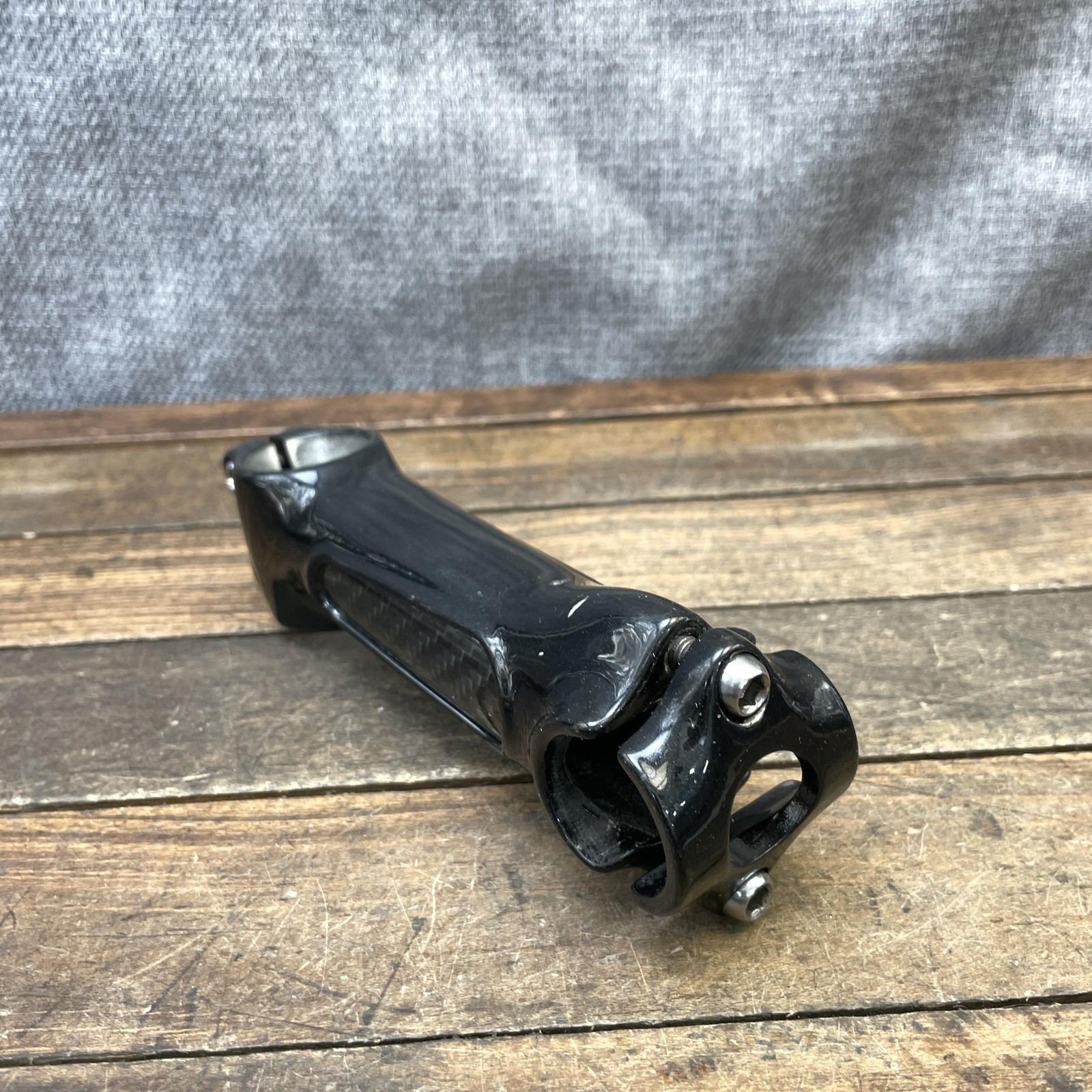 Bike Stem 1 1/8 Threadless Black Carbon Fiber Center 25.4 mm Clamp