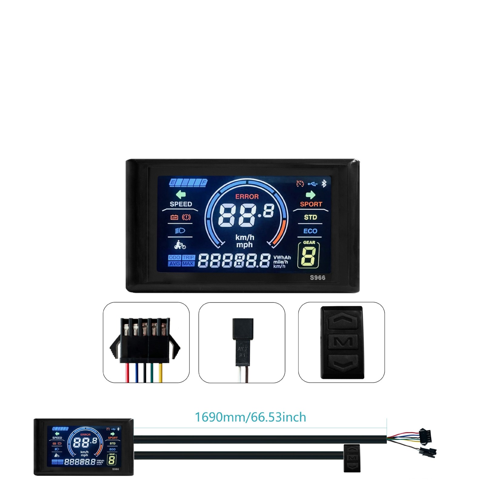 E-bike 24V-72V S966 Colorful LCD Display Control Panel Meter with NFC Card HAU