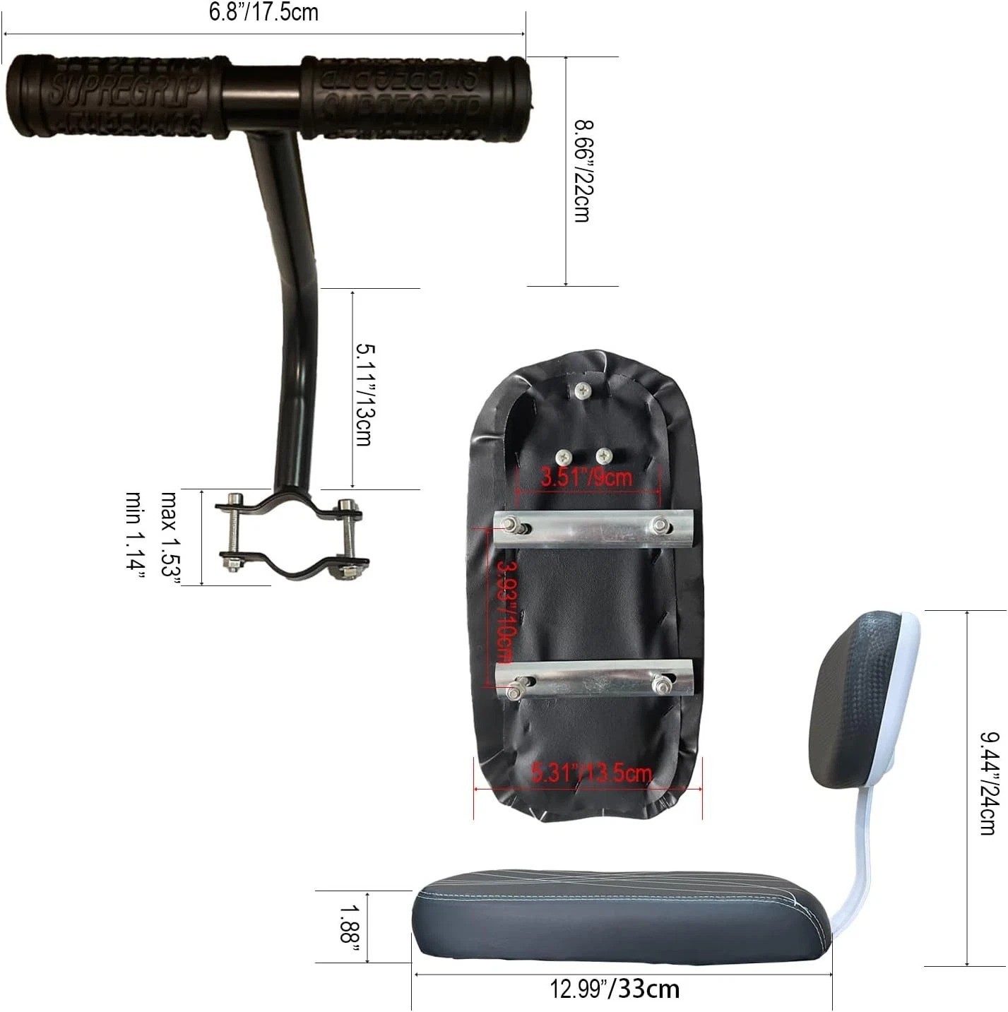 Woouagia Bicycle Rear Seat Back Pu Leather Soft Cushion Passenger Bike Kids