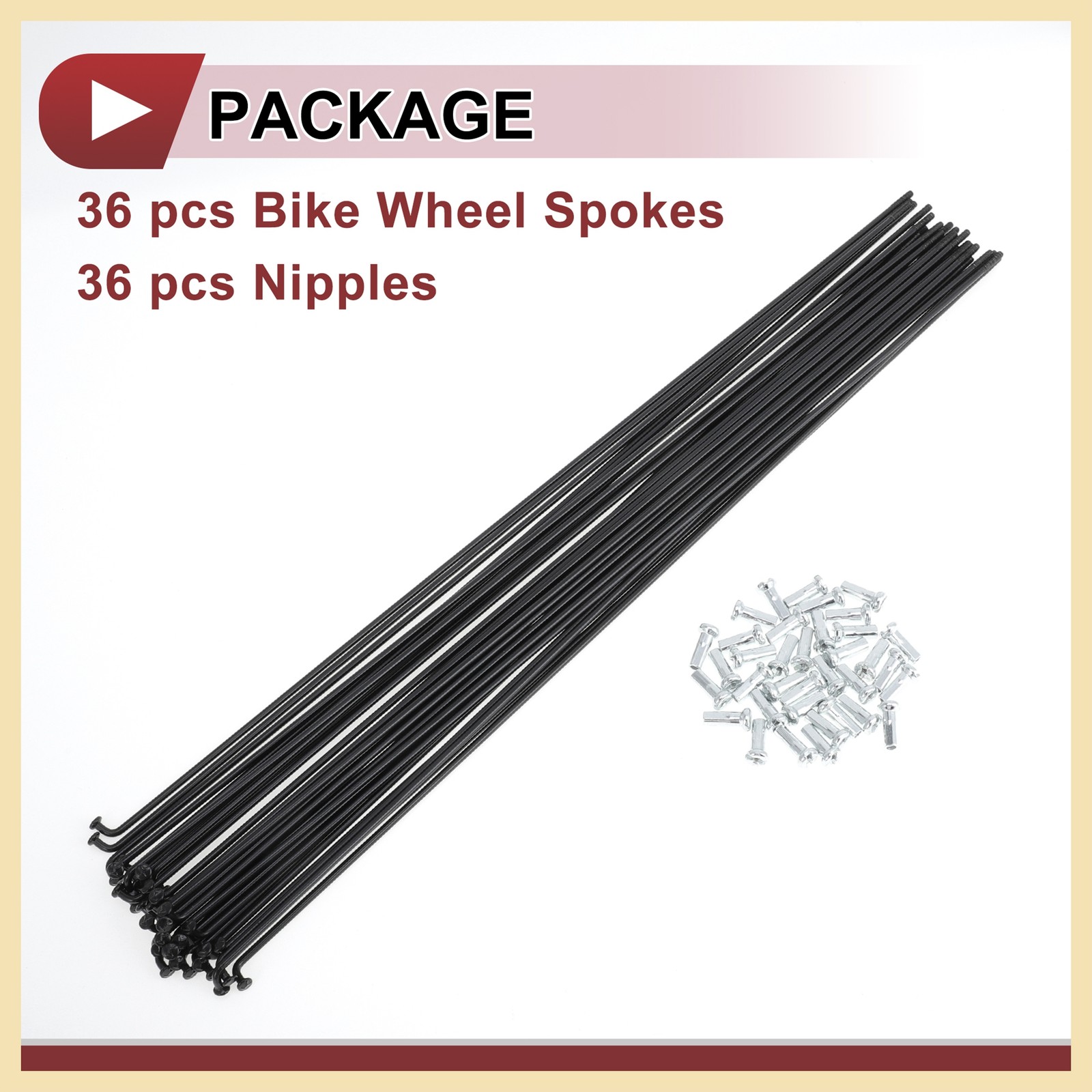 36Set 14G Bicycle Spokes 299mm Bike Wheel Spokes Carbon Steel Black