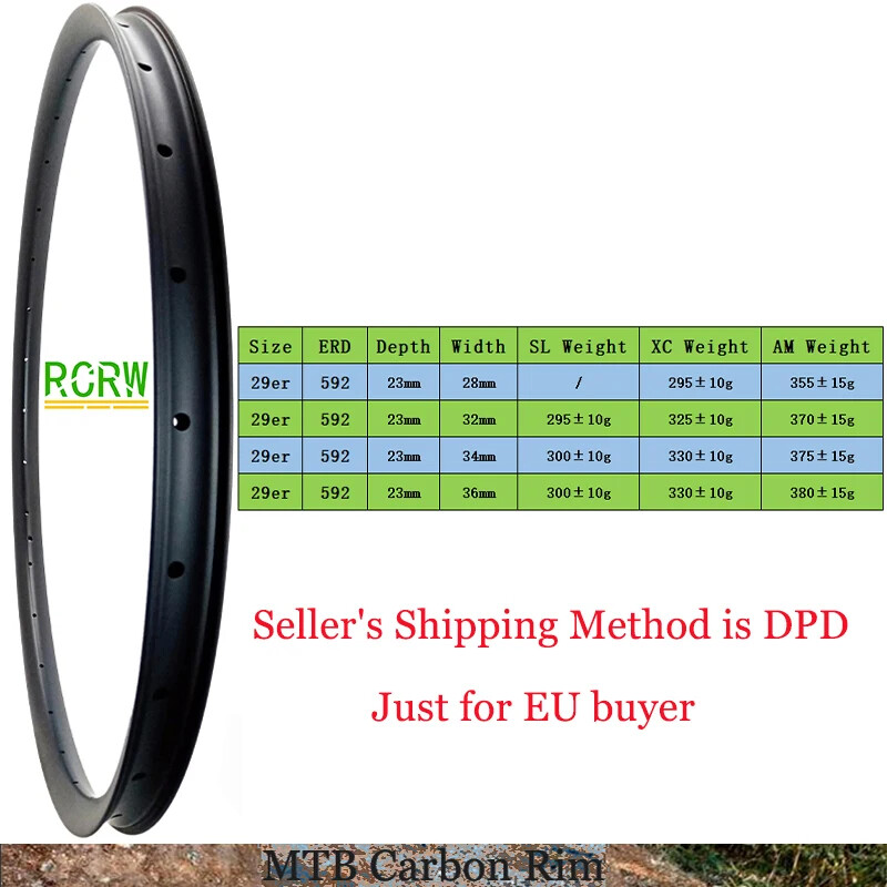 29er 28/32/34/36X23mm XC AM MTB Carbon Rims Asymmetric Tubeless Bicycle Wheels
