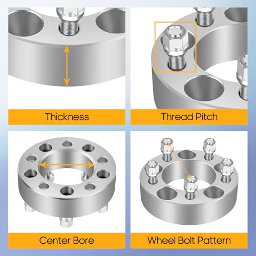 4PCS 5 Lug Wheel Spacers 5×4.5 to 5×4.5 12×1.5 82.5mm 1.5″ Silver Compatible