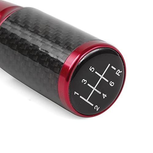 Carbon Fiber Shift Knob 6 Speeds Pattern Modified Carbon Fiber Aluminum Red