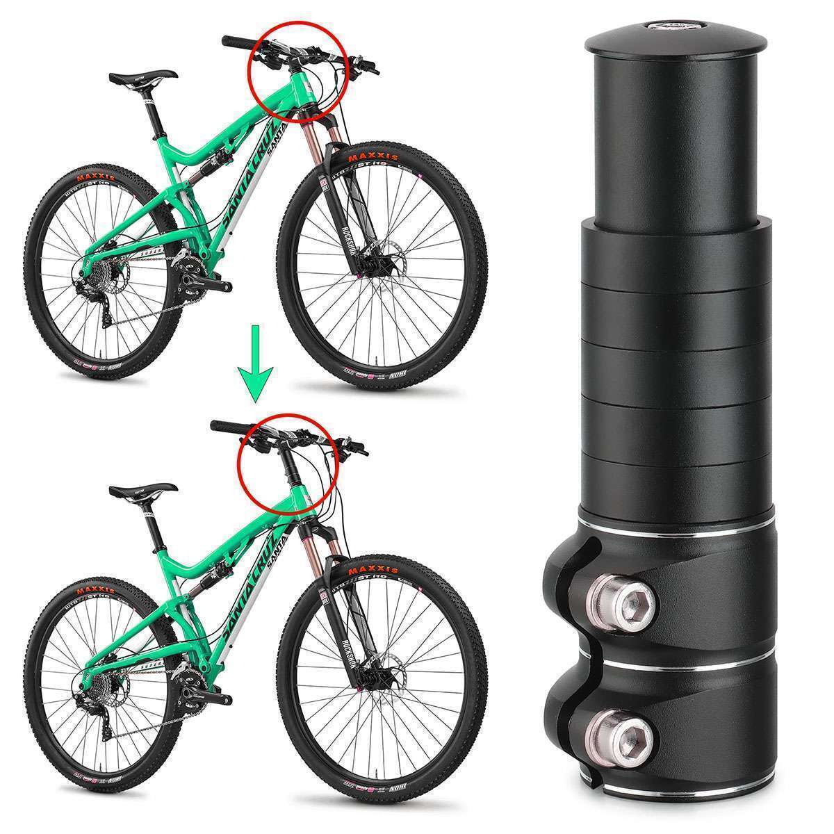 Mountain Bike Handlebar Extender Adaptor Front Fork Stem Riser Extension Head Up