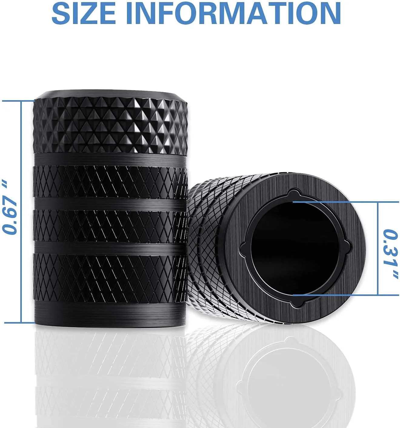 Tire Valve Stem Caps, Black, 4 pcs/Pack, Anodized Aluminum Tire Valve Cap