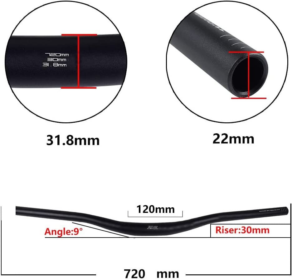 Fat-Cattie Mountain Bike Handlebar, Aluminum Alloy 720mm（28.3 inch）, Black