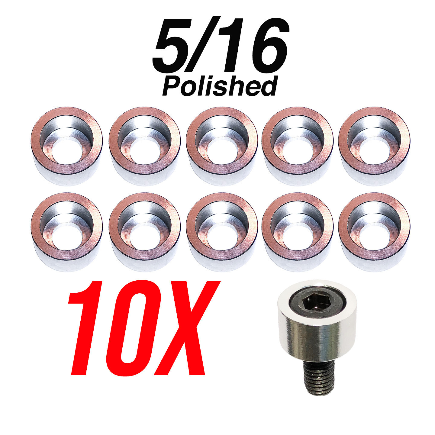 Allen Head Bolt Cup Washers Engine Dress UP Hex 10X Red Blue 1/4″ 5/16″ 3/8″