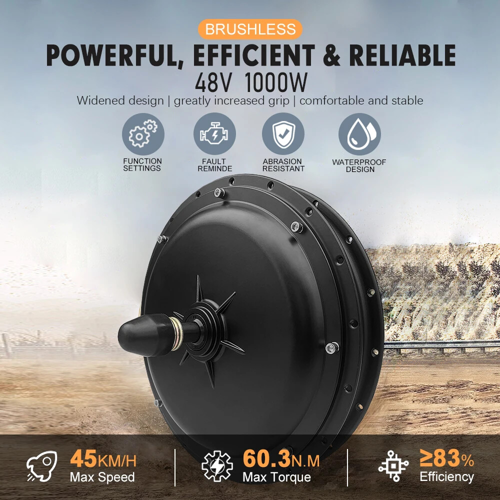 1000W 20/24/26Inch Snow Fat E-bike Motor Kit Brushless Gearless Front Hub Motor