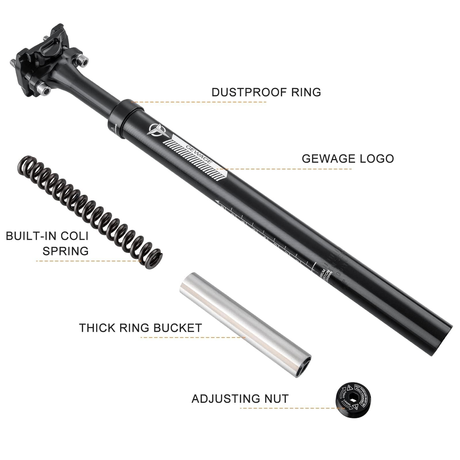 Suspension Seatpost for Bicycles – 27.2/30.9/31.6 X 400mm Shock Absorbing Bik…