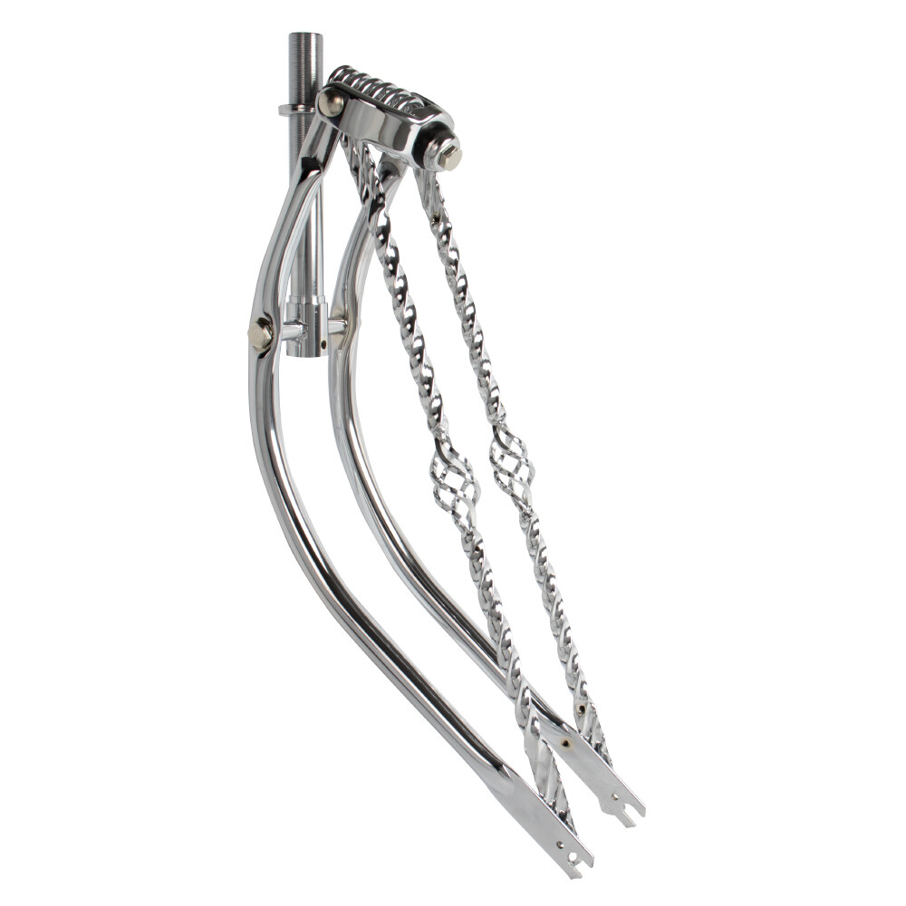 26″ OG LOWRIDER BICYCLE BENT SPRING FORK 1″ W/ TWISTED CAGE BARS IN CHROME!