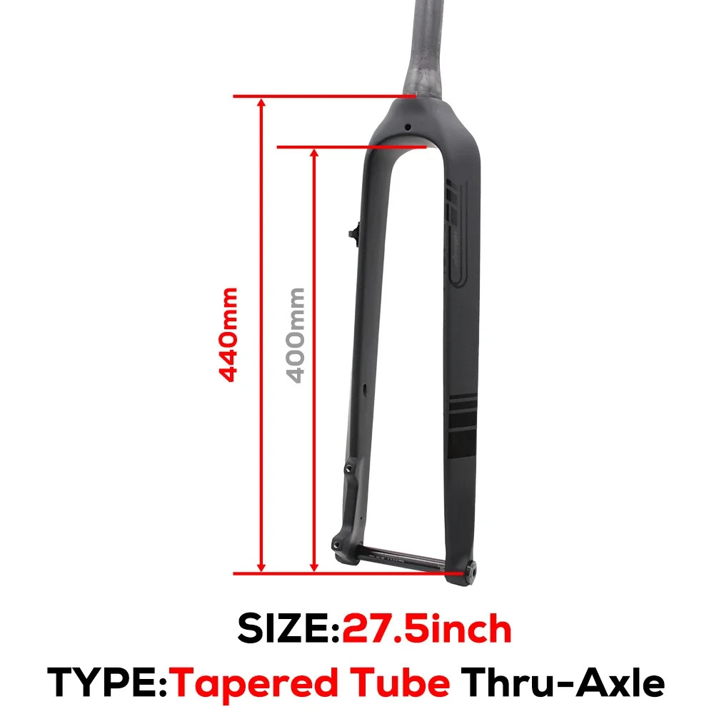 Full Carbon MTB Rigid Fork 26 27.5 29er Straight Tapered Tube 15*100mm Thru Axle
