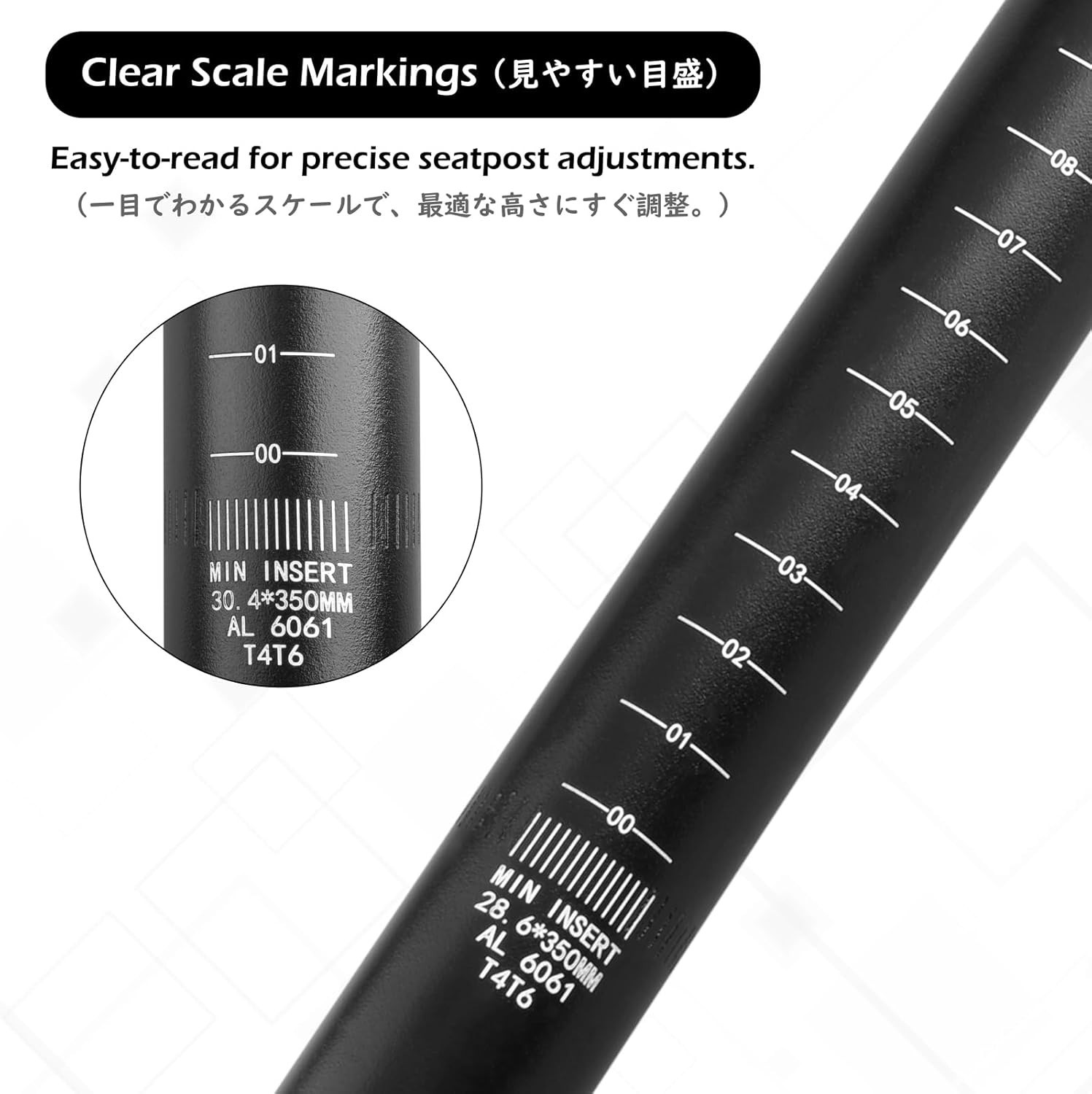 Bike Seat Post 25.4mm 27.2mm 28.6mm 30.4mm 30.8mm 31.6mm Aluminum 350mm Lengt…