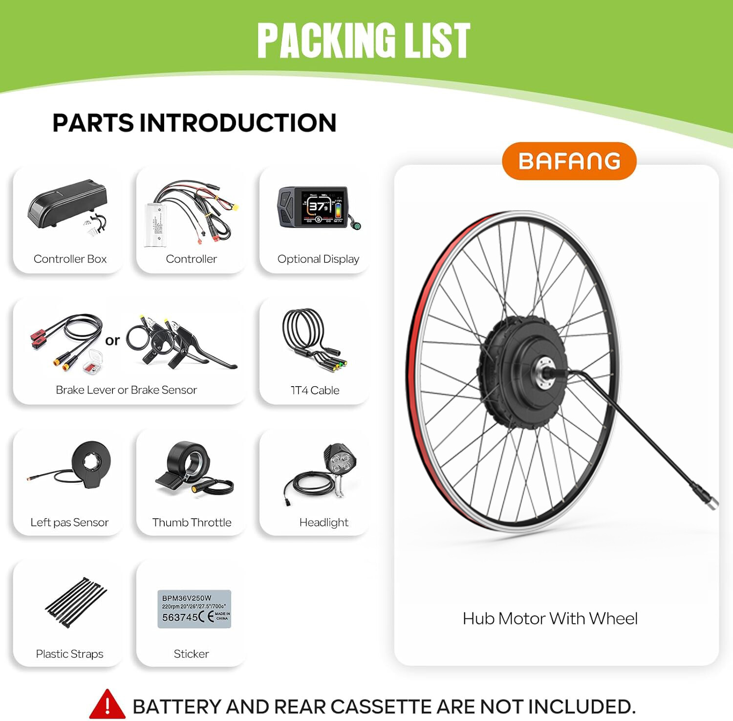 48V 750W Rear Hub Motor Electric Bike Conversion Kit 26″ 27.5″ 700C V-brake USA